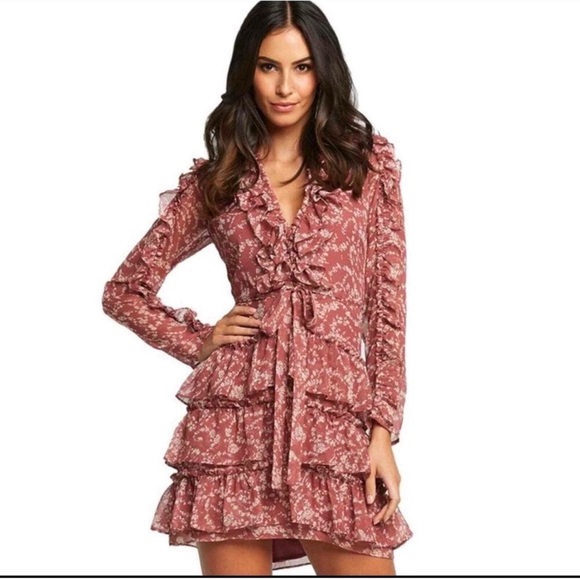 Bardot Dresses & Skirts - Bardot Ruffled Floral Dress in Dusty Rose